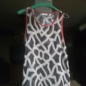 New York & Company Graphic Gray and Black Tank Top